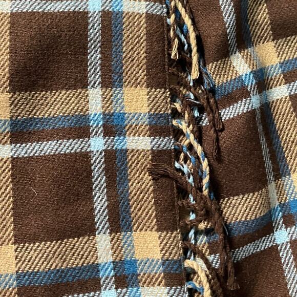 Sag Harbor Brown Plaid Wool Blend Wrap Skirt Size 18 Lined Vintage Fall Winter - Picture 8 of 10